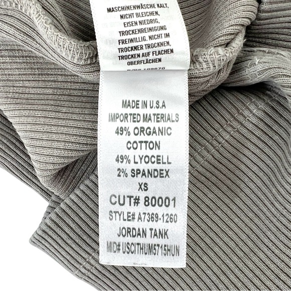 AGOLDE Jordan Tank - Gray Ribbed V-Neck Organic Cotton Tank Top sz XS - Picture 6 of 10